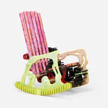 Toomas Toomepuu, Rain Dance rocking chair, 2019, plywood, hardwood, glass, steel, silicone, foam, rubber