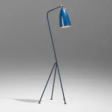 Early Grasshopper floor lamp, model G-33 by Greta Magnusson Grossman, 1947, enameled steel, enameled aluminum, sold Nov 2024