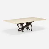 David Cruz, Deliquescent dining table, 2008, patinated and enameled bronze, honed travertine
