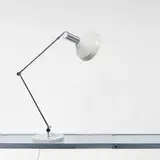 lamp by Rico and Rosmarie Baltensweiler, 1961, chrome steel, enameled metal, sold Jun 2001