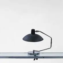 Clay Mitchie, lamp, 1956, chrome steel, enameled metal
