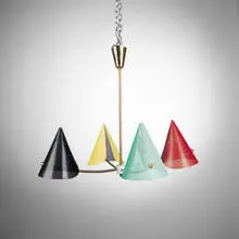1950s, ceiling fixture, perforated metal, brass