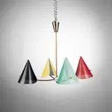 1950s, ceiling fixture, perforated metal, brass