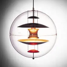 Verner Panton, VP globe, 1970, lucite, enameled metal, chain