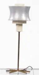 1950s, lamp, brass, enameled metal