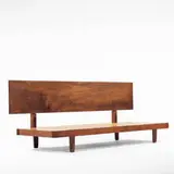 daybed with plank back by George Nakashima, 1965, walnut frame, plywood, sold Jun 2001