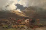 Louis Bosworth Hurt, Highland cattle in the mist