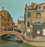 Ponte de San Pantalon, Venice by Alberto Morrocco Obe Rsa Rsw Rp Rgi Lld D Univ, oil on board, offered May 2019