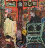 Joan Eardley Rsa, Mrs Red Wallpaper, oil on canvas