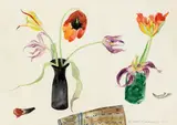 Dame Elizabeth Blackadder, Obe, Ra, Two Vases of Tulips, pencil and watercolour