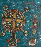 Alan Davie C.B.E., H.R.S.W., R.A., Cross for St Ives, oil on board
