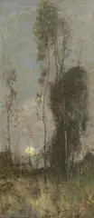 Robert Macaulay Stevenson Rsw, Silver Birches at Sunset, oil on canvas