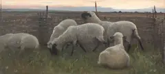 Alexander Mann, Sheep in a Pen, oil on canvas