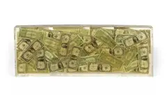 Stèle aux Dollars by Arman, 1973, Akkumulation: US-Dollar-Scheine in Polyester, sold Jun 2021