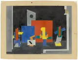 Kurt Schmidt, Studie zum mechanischen Ballett, 1923, Gouache und Bleistift auf bräunlichem festen Papier