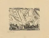 Lyonel Feininger, Villa am Strande, 3, 1918, Holzschnitt auf bräunlichem Transparentpapier