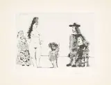Pablo Picasso, La Célestine présente sa pupille; avec un enfant au rameau d´olivier, 1968, Aquatinta auf Rives-Velin