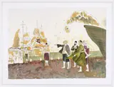 Wael Shawky, The Gulf Project Camp, 2019, Grafit, Tinte, Öl und Mischtechnik auf Papier