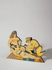 Dorothy Iannone, People, 1967, Filzstift und Farbstift auf Papier, auf Holz aufgezogen