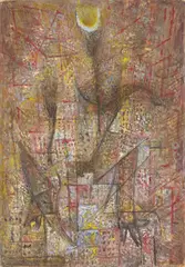 Jeanne Mammen, Mond über New York („Großstadtpflanze“), Um 1950, Öl auf Karton