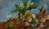 Marwan, Stilleben mit Blumen und Früchten, 1977, Öl auf Leinwand