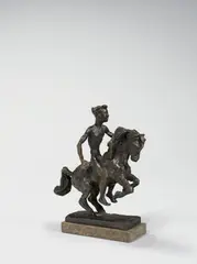 Junger Reiter II by Renée Sintenis, 1935, Bronze mit dunkelbrauner Patina, auf Steinsockel montiert, sold Dec 2017