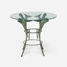 Dan Johnson, Satyr occasional table, c. 1956, patinated bronze, glass