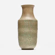 F. Carlton Ball, Vase, c. 1960, glazed stoneware with carved decoration