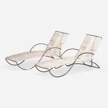 Walter Lamb, Chaise lounges model C-4700, pair, c. 1952, bronze, cotton cord