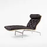 1960s, chaise lounge, leather, aluminum, wool
