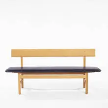 bench by Børge Mogensen, c. 1959, oak, leather, sold Jun 2001
