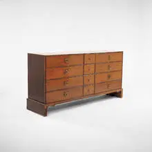 cabinet by Tommi Parzinger, c. 1940s, walnut, sold Jun 2001