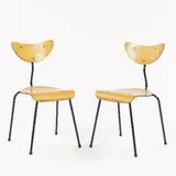 1950s, side chairs, pair, plywood, steel