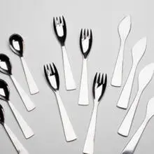 flatware, set of 20 by Gio Ponti, 1950s, stainless steel, sold Jun 2001
