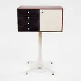 George Nelson, jewelry cabinet, c. 1954, rosewood, teak, porcelain, aluminum