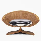 Miller Fong, chair, 1960s, driftwood rattan, steel, upholstery