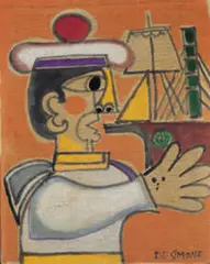 De Simon, Untitled (Sailor), c. 1955, pigment wash on canvas