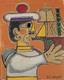 De Simon, Untitled (Sailor), c. 1955, pigment wash on canvas