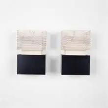 1950s, wall sconces, enameled metal