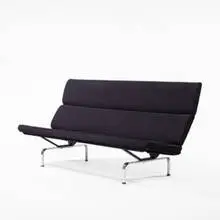 Charles and Ray Eames, compact sofa, 1954, chrome-plated and enameled metal, upholstery