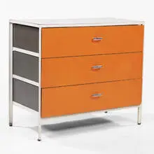 steelframe cabinet by George Nelson, 1950s, steel, wood, aluminum, sold Jun 2001