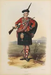 R. R. McIan, Clans of the Scottish Highlands, A set of ten framed and glazed hand-coloured aquatint plates by Dickinson