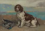 Edith Wolfe, Mouse, Bud, Queen and Blossom - four studies of dogs, oil on panel