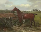 Chestnut Horse in a Summer Pasture by British School, oil on canvas, sold May 2019