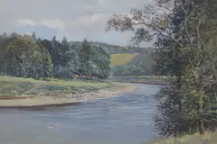 Frank Wallace, The Spey at Carron, watercolour and gouache