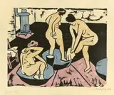 Max Pechstein, Badende XI, 1911, Holzschnitt, vom Künstler aquarelliert, auf Japan