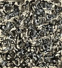 Antonio Saura Atarés, Ohne Titel (Boceto), 1967, Tusche in Feder und Pinsel und Deckweiß auf leichtem Karton