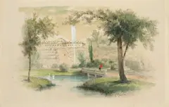 Carl Graeb, Schloß Sanssouci in Potsdam, Aquarell und Deckfarbe über Feder in Grau und Bleistift auf Papier, auf Karton aufgezogen