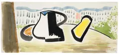 Stilleben vor Häuserfront by Werner Heldt, 1954, Aquarell und Tuschpinsel auf Bütten, sold Nov 2015