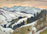 Otto Modersohn, Der Gailenberg im Winter, 1933, Öl auf Leinwand, auf Hartfaser aufgezogen